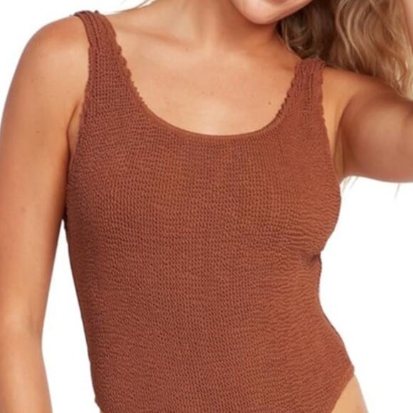 Volcom Women's Simply Scrunch Backless One-Piece Swimsuit Rust Size Large NWOT - Picture 3 of 13